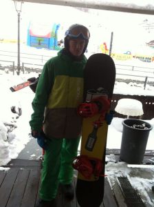 Zac snowboarding