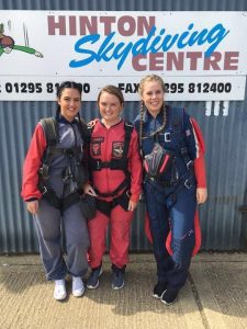 women about to skydive