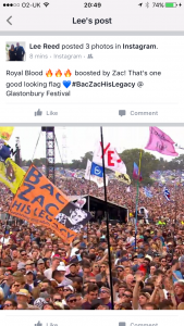 BacZac flag at glastonbury